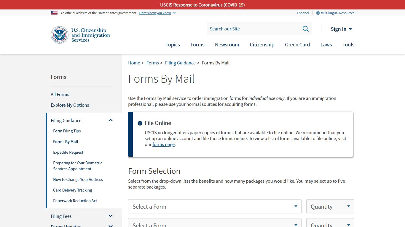 Forms By Mail | USCIS